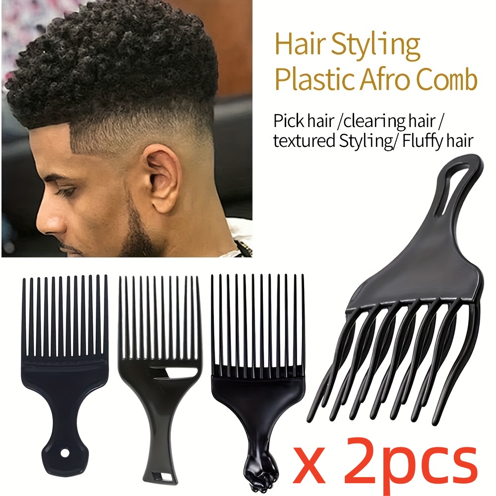 Men'S Grooming Brush - قطعتان/عبوة، مشط شعر احترافي للحلاقين، بمقبض